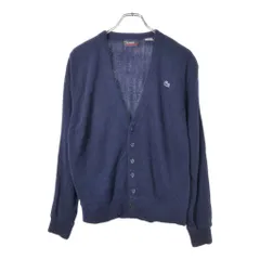 70年代 IZOD LACOSTE アイゾッド ラコステ アクリルニットカーディガン ヴィンテージ ネイビー(メンズ M)中古 古着 X1990