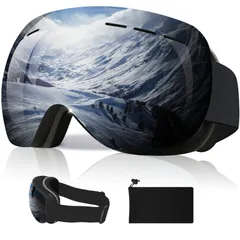 【フォロー割】スキーゴーグル スノーゴーグル スノーボードゴーグル 240°OTG広い視界 2層球面レンズ [Gagaciso] 曇り防止 スポーツ用ゴーグル 99%UVカット 3層スポンジ メガネ対応 防風/防塵/防雪/防曇/防放射 男女兼用 軽量と耐衝撃