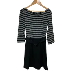 BURBERRY BLUE LABEL バーバリーブルーレーベル ボーダー ニットドッキング ワンピース 36 ブラック レディース 古着 中古 USED