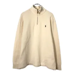Polo by Ralph Lauren ポロ ラルフローレン ハーフジップ コットンセーター アイボリー(メンズ L)中古 古着 X1994