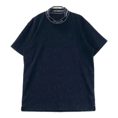 サイズ：L AND PER SE アンパスィ 2025年 AMS9575W1 半袖モックネックTシャツ ロゴ総柄 ネイビー系 [240101578800] ゴルフウェア メンズ ストスト