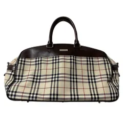 良品 BURBERRY バーバリー ノバチェック レザー ナイロンキャンバス ボストンバッグ べージュ レディース 古着 中古 USED