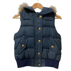 美品 BURBERRY BLUE LABEL バーバリーブルーレーベル ファーフード付き デニム ダウンベスト サイズ38 インディゴ レディース 古着 中古 USED