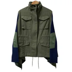 美品 sacai サカイ Fabric Combo Jacket ニットドッキング M-65タイプ ミリタリージャケット 20-04847 サイズ2 カーキ レディース 古着 中古 USED