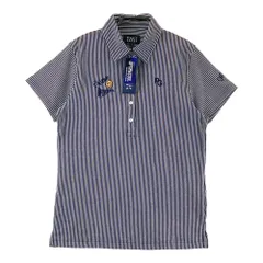 サイズ：0 PEARLY GATES パーリーゲイツ 2024年モデル PGスマイル シアサッカー 半袖ポロシャツ ストライプ柄 ブラック系 [240101607989] ゴルフウェア レディース ストスト