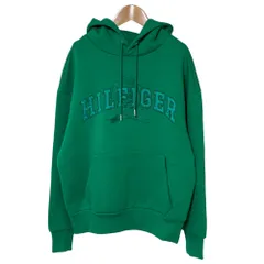 美品 Tommy Hilfiger トミーヒルフィガー ロゴ刺繍 スウェット プルオーバーパーカー S グリーン レディース 古着 中古 USED