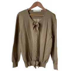 良品 PINK HOUSE ピンクハウス リボン付き バックロゴニットカーディガン ブラウン レディース 古着 中古 USED