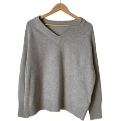 美品 IENA イエナ Vネック ウールカシミア ニット セーター ライトベージュ レディース 古着 中古 USED