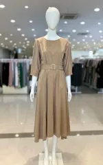 ジューク シンプル ベルト付き ロング丈ワンピース