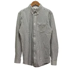 LACOSTE ラコステ ストライプ 長袖ポロシャツ グレー S ホワイト メンズ レディース 古着 中古 USED