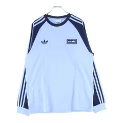 adidas (アディダス) ×OASIS オアシス ツアー スリーストライプス クルーネック長袖Tシャツ カットソー ブルー KT3427 L6732