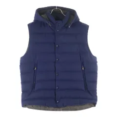 MONCLER (モンクレール) 16AW ファスナーロゴ ウール ジップアップ フーデッド ダウンベスト ネイビー B20914339680 54272