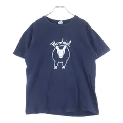 WOOLRICH (ウールリッチ) 80S VINTAGE ヴィンテージ USA製 CHAMPIONボディ トリコロールタグ 両面プリント クルーネック 半袖Tシャツ カットソー ネイビー