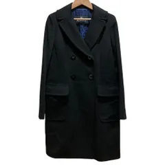 美品 Aquascutum アクアスキュータム 裏地レオパード カシミヤ ダブルブレスト チェスターコート ブラック レディース 古着 中古 USED