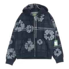 DENIM TEARS (デニムティアーズ) PLAID COTTON WREATH ZIP UP HODDIE プラッド コットン フラワージップアップパーカーブラック