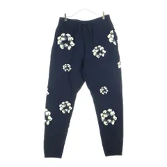 DENIM TEARS (デニムティアーズ) ×CPFM COTTON WREATH SWEATPANTS コットン フラワー スウェットパンツ ブラック