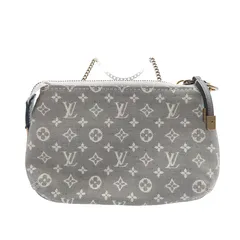 ルイヴィトン Louis Vuitton ポシェットアクセソワール モノグラム ミニラン ハンドバッグ チェーン ポーチ コンパクト プラティーヌ グレー系 ゴールド キャンバス レザー M95754【中古 A品】 当店通常価格72800円