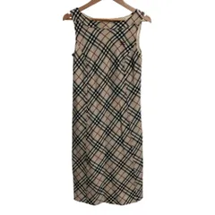 美品 BURBERRY BLUE LABEL バーバリーブルーレーベル ノバチェック ノースリーブ ひざ丈 ワンピース サイズ36 ベージュ レディース 古着 中古 USED