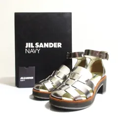 良品 JIL SANDER NAVY ジルサンダーネイビー グルカサンダル サイズ37 約23.5cm シルバー レディース 古着 中古 USEDのサムネイル