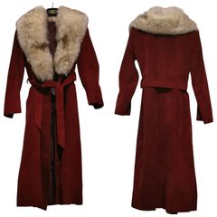 極美品・希少・防寒】ラムレザー ラムスエード フォックス衿 ロング 