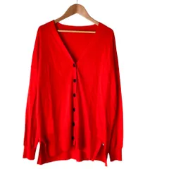 美品 24AW Spick and Span スピックアンドスパン 18G Vネックニットカーディガン レッド レディース 古着 中古 USED