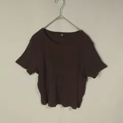M1-02431【Women】UNIQLO(ユニクロ) 半袖 リブクロップドT (XL) / 茶色系 K