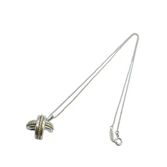 ティファニー Tiffany & Co. シグネチャークロス ネックレス アクセサリー ペンダント シンプル おしゃれ カジュアル かわいい 750 金 ゴールド SV925 シルバー  レディース 【中古 B品】 当店通常価格36800円