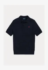 ポロ ラルフローレン メンズ ケーブル ニット コットン セーター 半袖 カラーTシャツ Mサイズ ネイビー