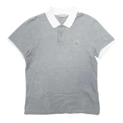 美品 13ss MONCLER モンクレール ポロシャツ 鹿の子 クレリック ロゴワッペン プルオーバー カットソー 半袖 S グレー×白 メンズ 古着 中古 USED