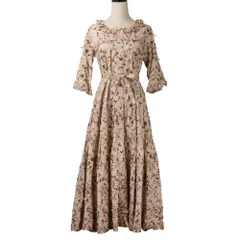 美品 PINK HOUSE ピンクハウス ピコフリル フラワーリボン フレアワンピース ピンク レディース 古着 中古 USED