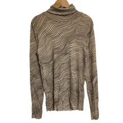 美品 marimekko マリメッコ ハイネック ボーダー ニット L ベージュ レディース 古着 中古 USED