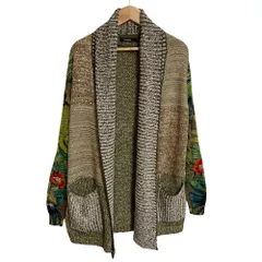 良品 Desigual デシグアル ドッキング ニットカーディガン XS グリーン レディース 古着 中古 USED