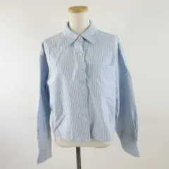 ユニクロ UNIQLO JW ANDERSON コラボ オックスフォードシャツ ストライプ 長袖 水色 白 M *A273