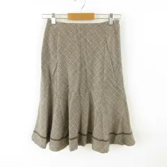 エニィスィス エニシス anySiS スカート ひざ丈 フレア チェック 茶 2 *T468