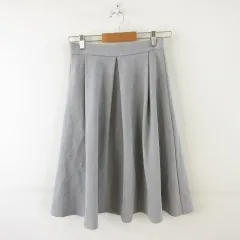 ジーユー GU フレアスカート タック ひざ丈 グレー L *A302