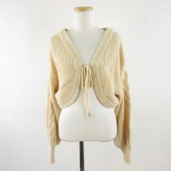 アースミュージック&エコロジー EARTH MUSIC & ECOLOGY 袖ケーブルニットボレロ カーディガン 長袖  アイボリー F *A306