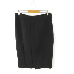 ザラ ベーシック ZARA BASIC ひざ丈スカート タイト ストレッチ 黒 L *A320