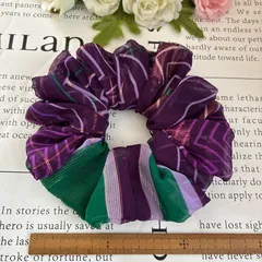 新春セール☆ハンドメイドシュシュ☆パープルライン柄