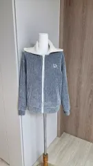 WAACレディース（2号/90）ニットKARAコーデュロイジップアップウィンドブレーカー グレー