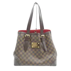 ルイヴィトン Louis Vuitton ハムステッドMM バッグ ダミエ トートバッグ 肩掛け ショルダー シンプル きれいめ エレガント おしゃれ ブラウン レッド ゴールド レザー N51204【中古 B品】 当店通常価格89800円