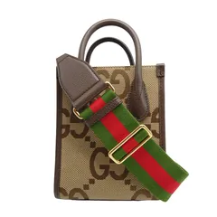 グッチ GUCCI ミニトート 2WAY ハンドバッグ ショルダー 肩掛け 斜め掛け コンパクト ユニセックス ベージュ ブラウン ゴールド ジャンボGGキャンバス 699406【中古 AB品】 当店通常価格149800円