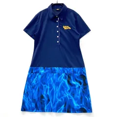 サイズ：L LOUD MOUTH ラウドマウス ML767652 半袖ワンピース ブルーフレイム柄 ネイビー系 [240101567156] ゴルフウェア レディース ストスト