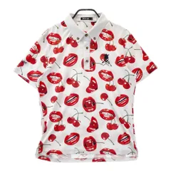 サイズ：LL BIRDIE HUNT バーディーハント  半袖ポロシャツ ボタンダウン チェリー総柄 ホワイト系 [240101603821] ゴルフウェア メンズ ストスト