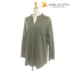 ■ PREMISE FOR theory luxe 長袖シャツ トップス ハーフボタン 綿 日本製 レディース 38 (M相当) カーキ