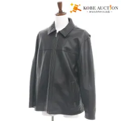 ■ エディーバウアー Eddie Bauer レザーカーコート ジャケット ブルゾン 長袖 ジップアップ アウター 本革 牛革 メンズ XL ブラック