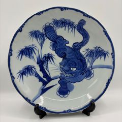 古伊万里 志田焼【虎文 染付 大皿】江戸後期〜明治期 29.5cm (35