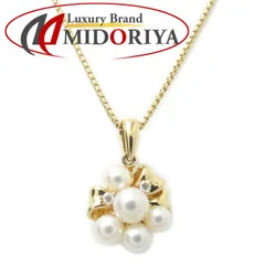 TASAKI 田崎真珠 パール ネックレス 真珠3.5～5ミリ ダイヤモンド0.08ct K18YG イエローゴールド レディース/294549【中古】【BJ】