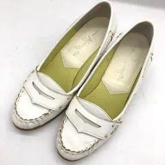 銀座かねまつ ウェッジソール パンプス ローファー 白 24.5 レザー 本革 日本製