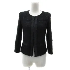 アンタイトル UNTITLED ノーカラージャケット ミドル丈 チェック柄 ツイード 2 黒 ブラック /YS25