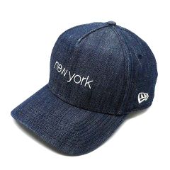 뉴에라 NEW ERA new york 자수 데님 캡 스냅 백 모자 인디고